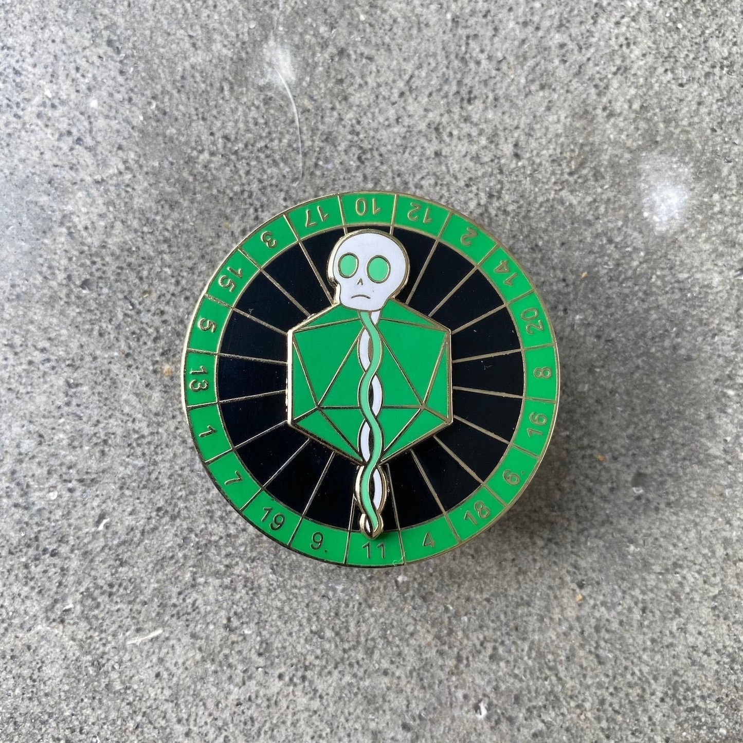 Lich Skull Staff D20, D&D enamel pin