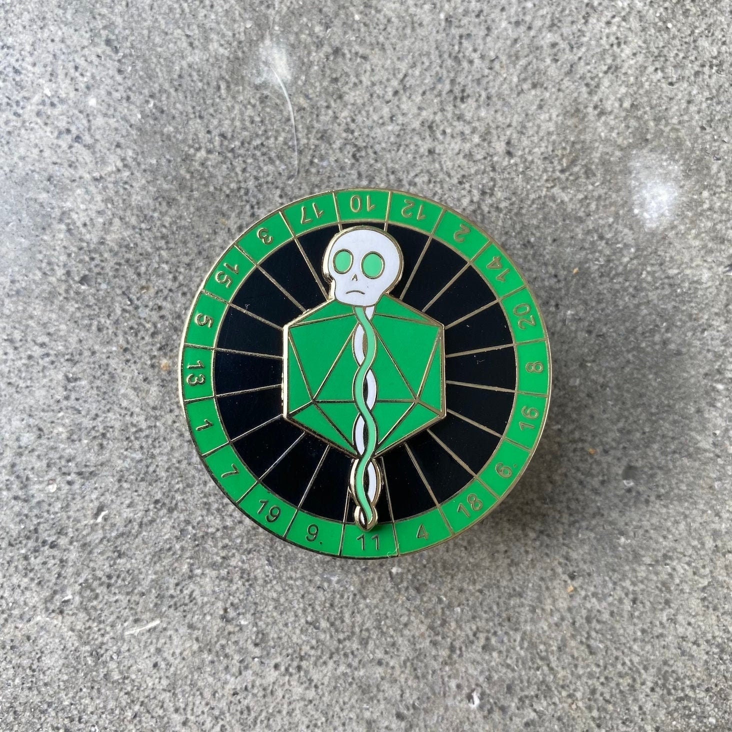 Lich Skull Staff D20, D&D enamel pin
