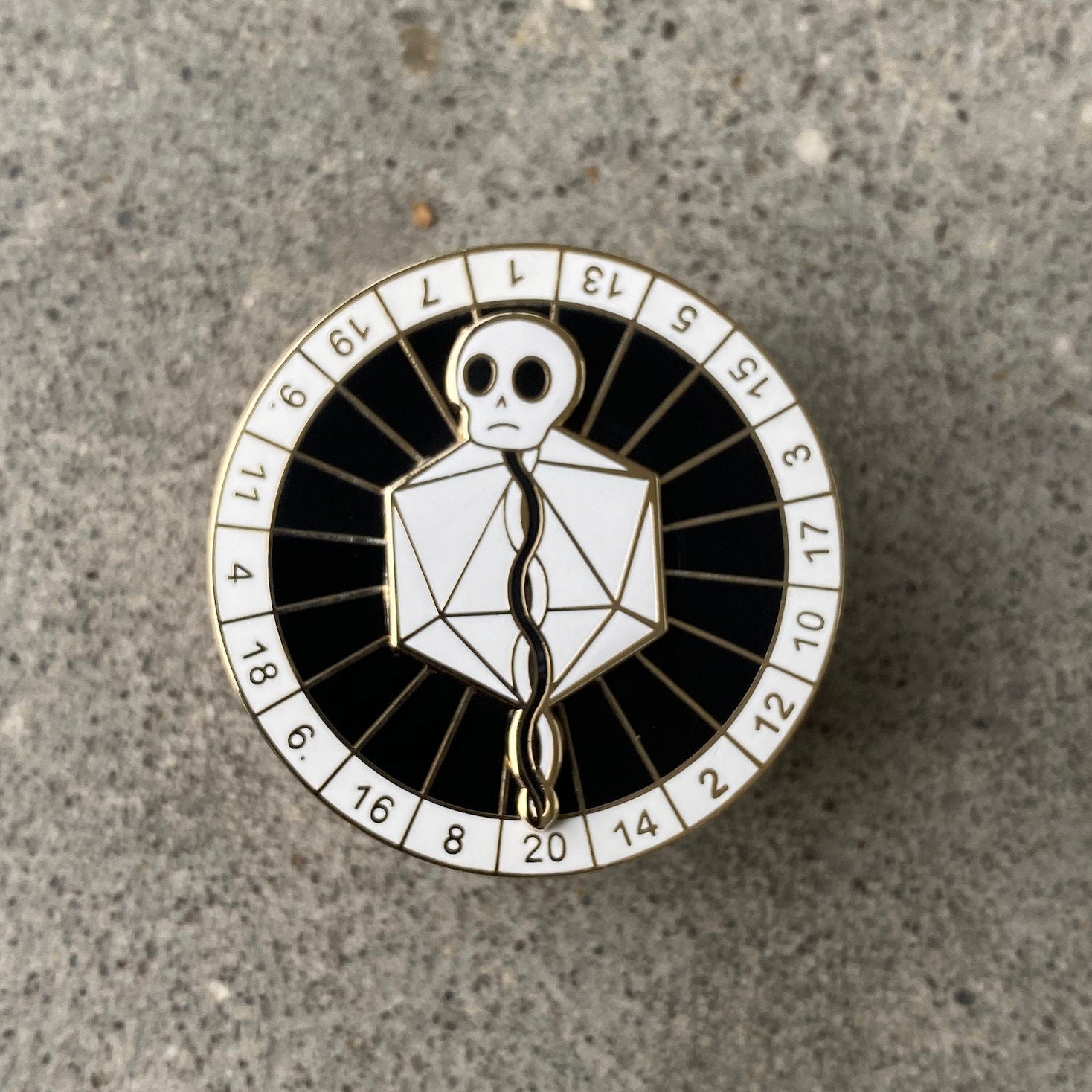Lich Skull Staff D20, D&D enamel pin