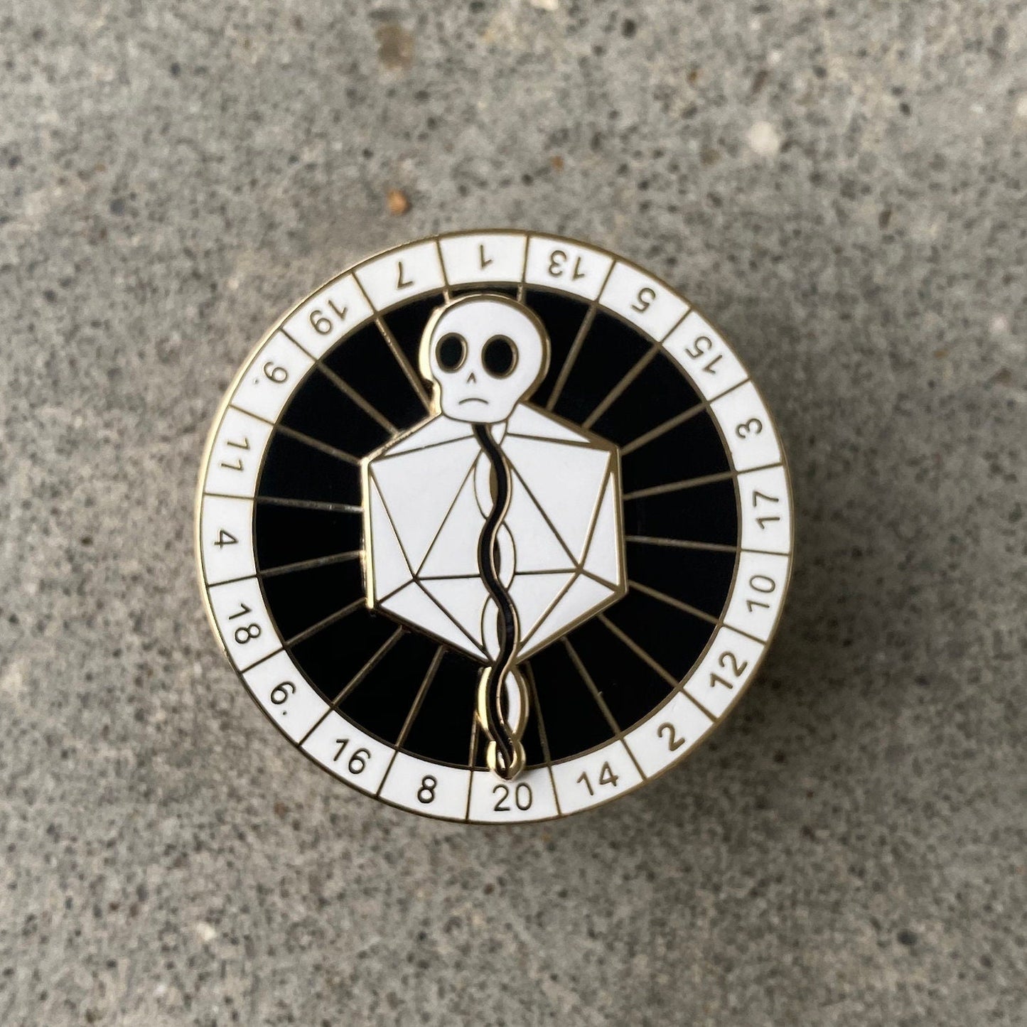 Lich Skull Staff D20, D&D enamel pin
