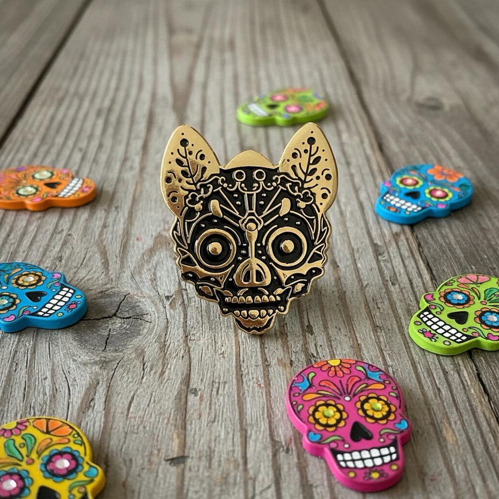 Macabre Bat, witchy enamel pin