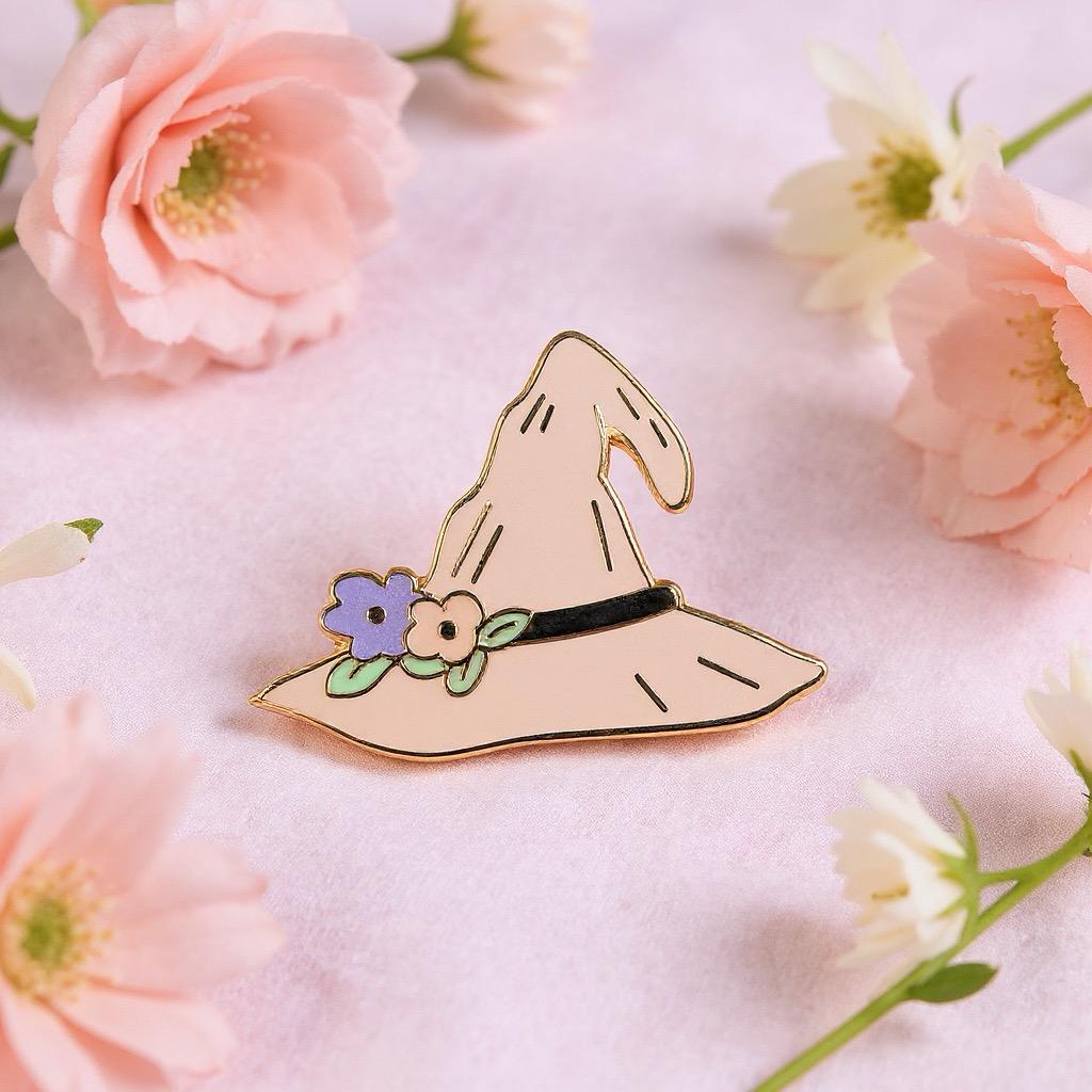 Magic Blossom Witch Hat, witchy enamel pin