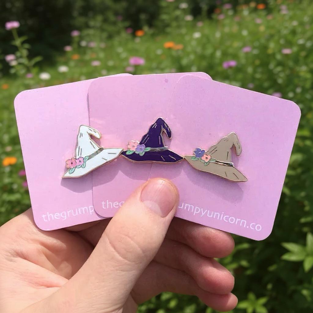 Magic Blossom Witch Hat, witchy enamel pin