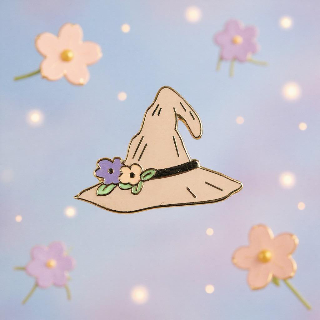 Magic Blossom Witch Hat, witchy enamel pin