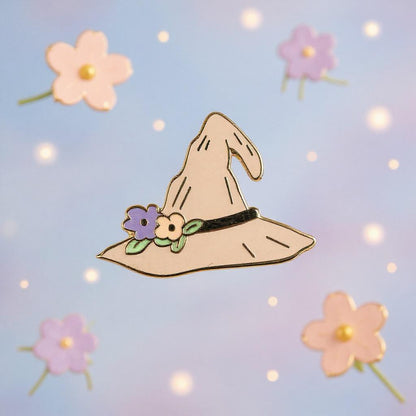Magic Blossom Witch Hat, witchy enamel pin
