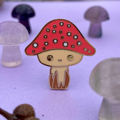 Maurice the Mushroom enamel pin, fifth view