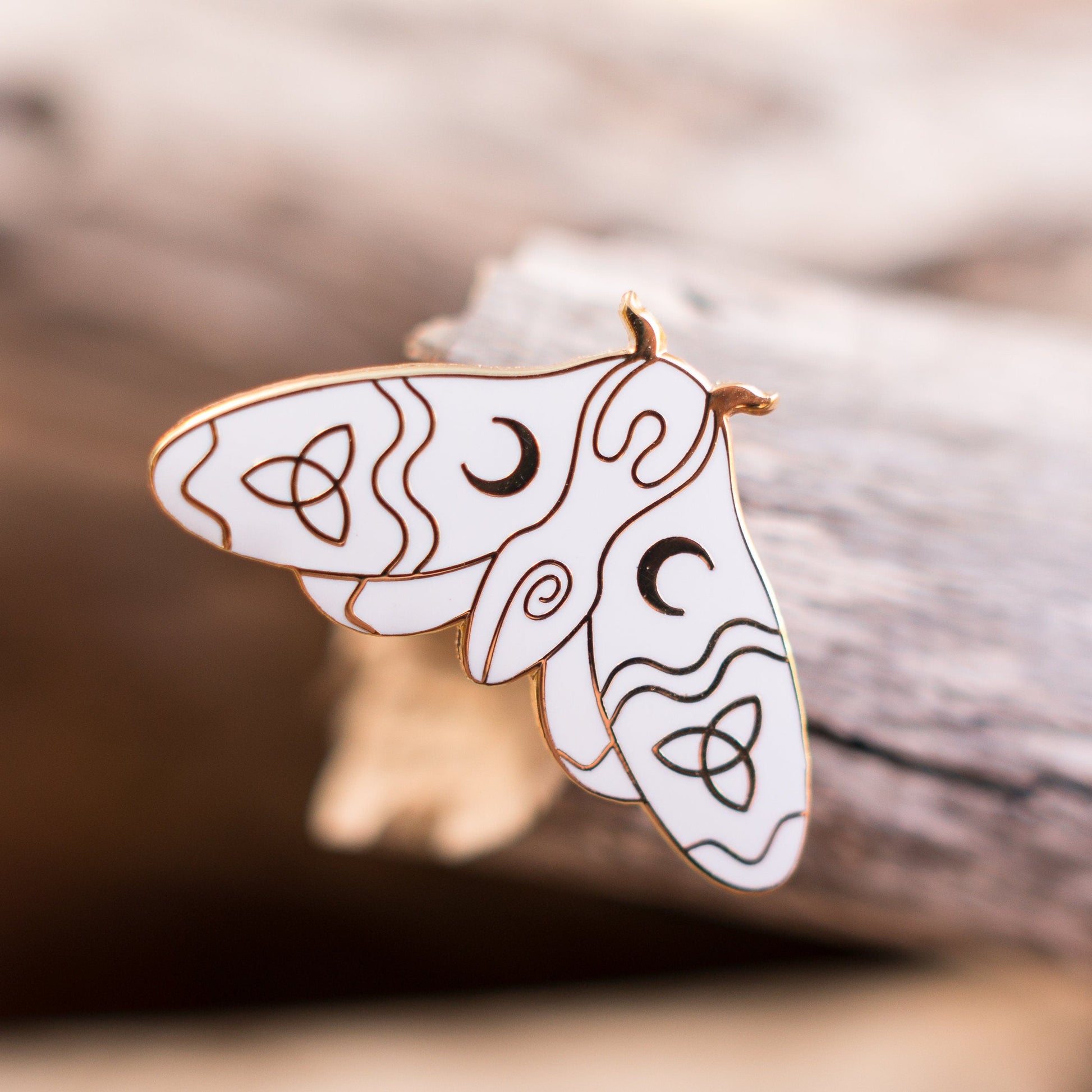 Moth White, witchy enamel pin