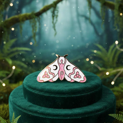 Wiccan Moth, witchy enamel pin