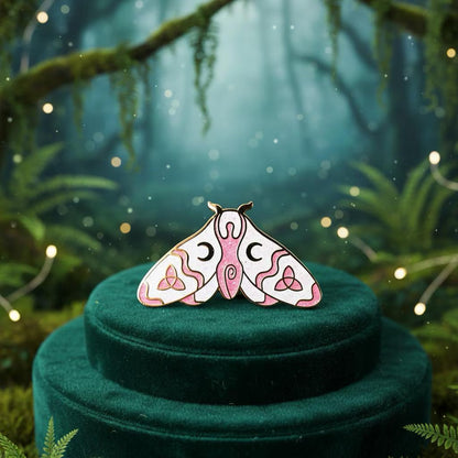 Wiccan Moth, witchy enamel pin