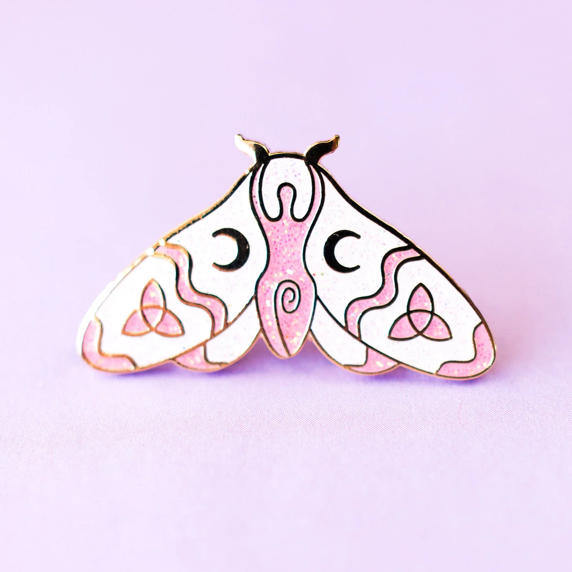 Wiccan Moth, witchy enamel pin