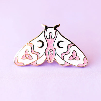 Wiccan Moth, witchy enamel pin