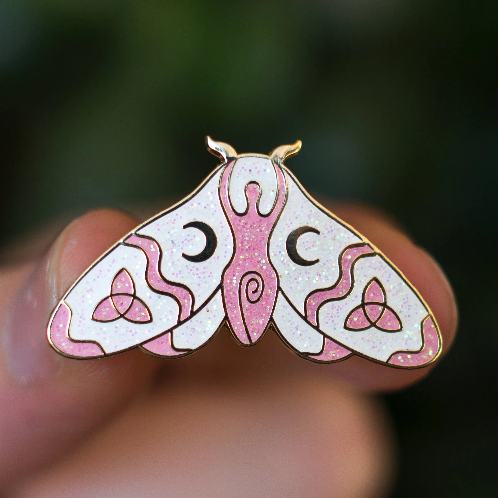 Wiccan Moth, witchy enamel pin