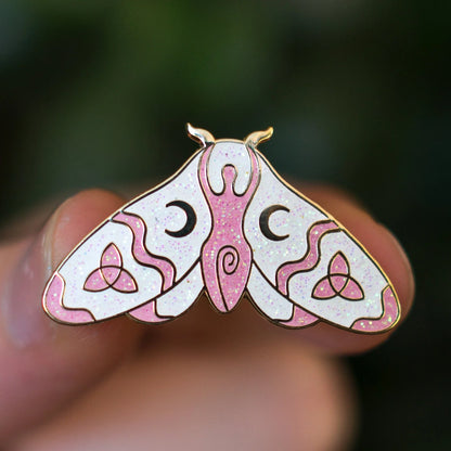 Wiccan Moth, witchy enamel pin
