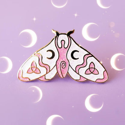 Wiccan Moth, witchy enamel pin