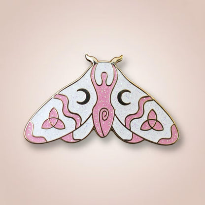 Wiccan Moth, witchy enamel pin