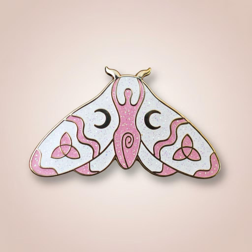 Wiccan Moth, witchy enamel pin
