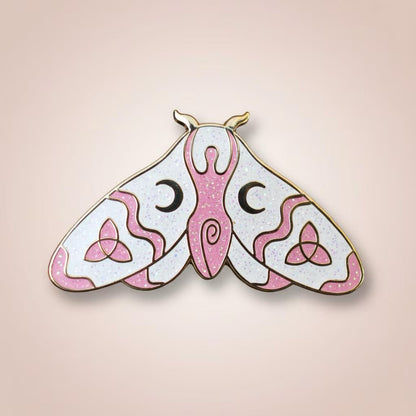 Wiccan Moth, witchy enamel pin