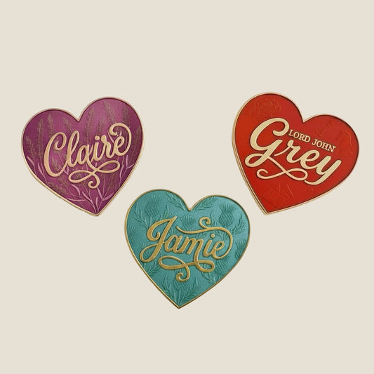 Outlander Heart Pins, Outlander pin pack