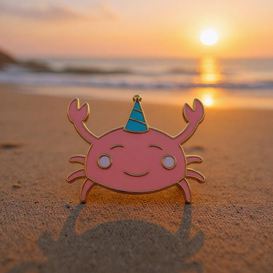 Party Crabby, kawaii enamel pin