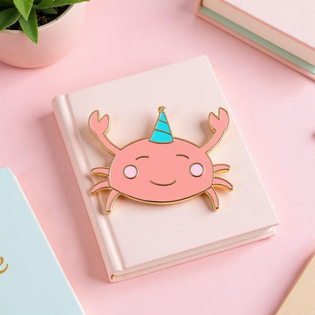 Party Crabby, kawaii enamel pin