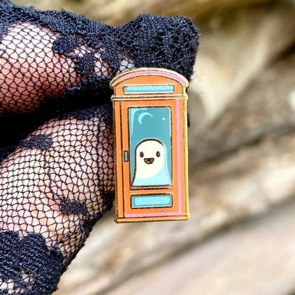 Phantom Phone Booth, witchy enamel pin