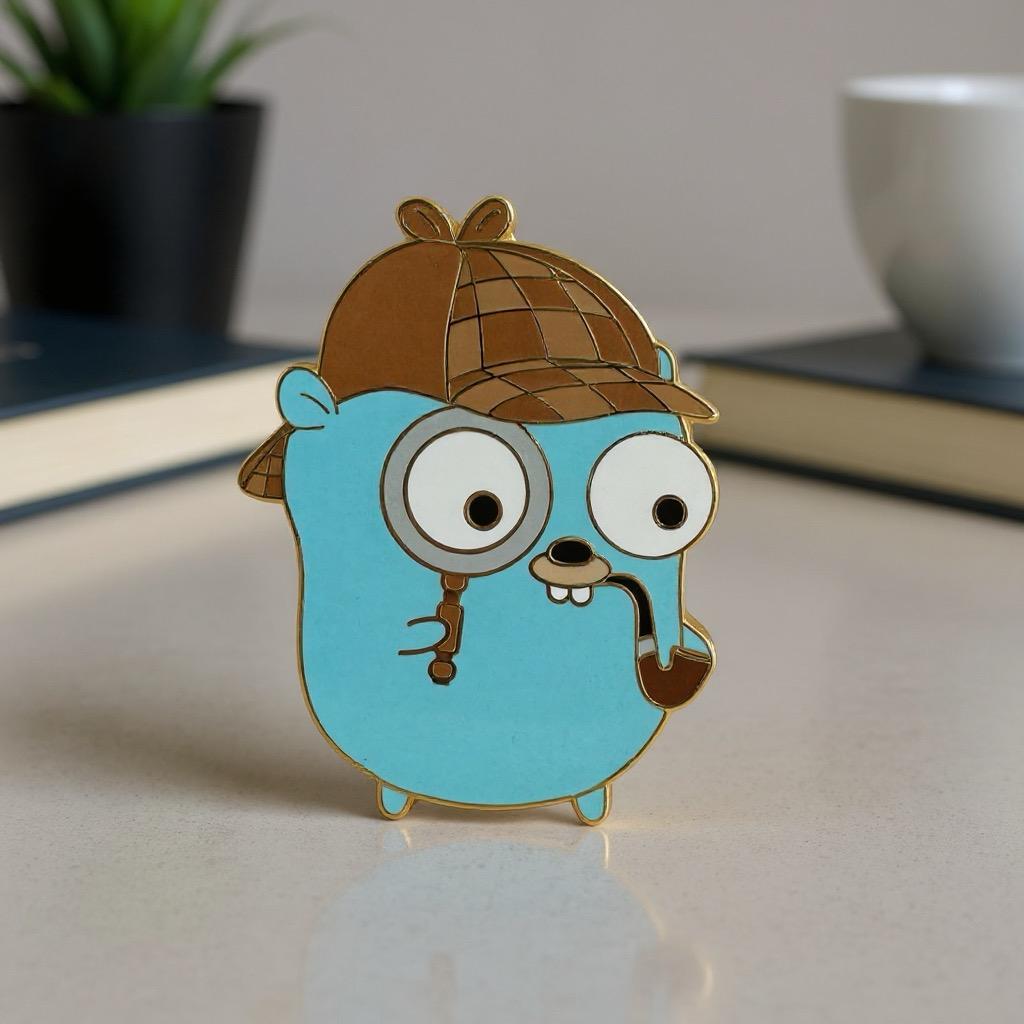Sherlock Go Gopher, literary enamel pin