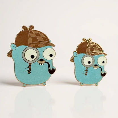 Sherlock Go Gopher, literary enamel pin