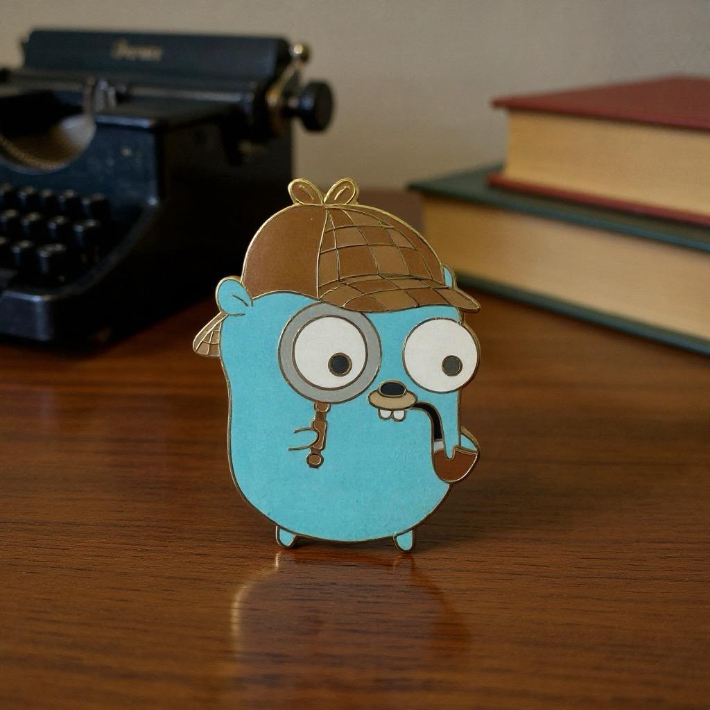 Sherlock Go Gopher, literary enamel pin