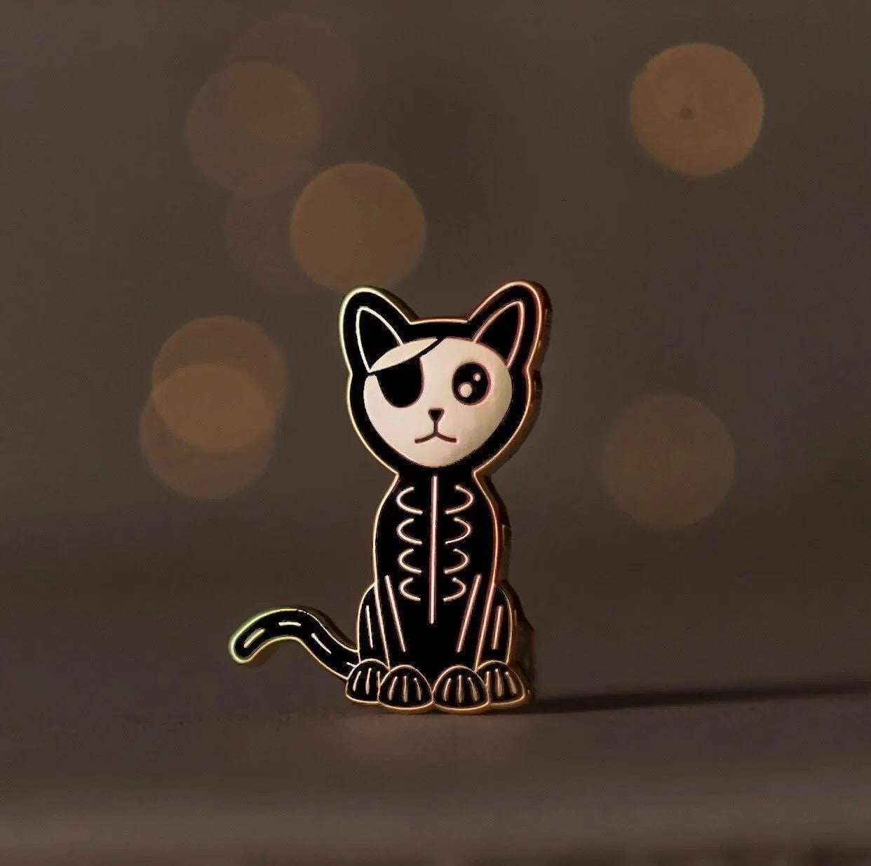 Skeleton Cat, witchy enamel pin