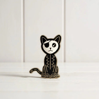 Skeleton Cat, witchy enamel pin
