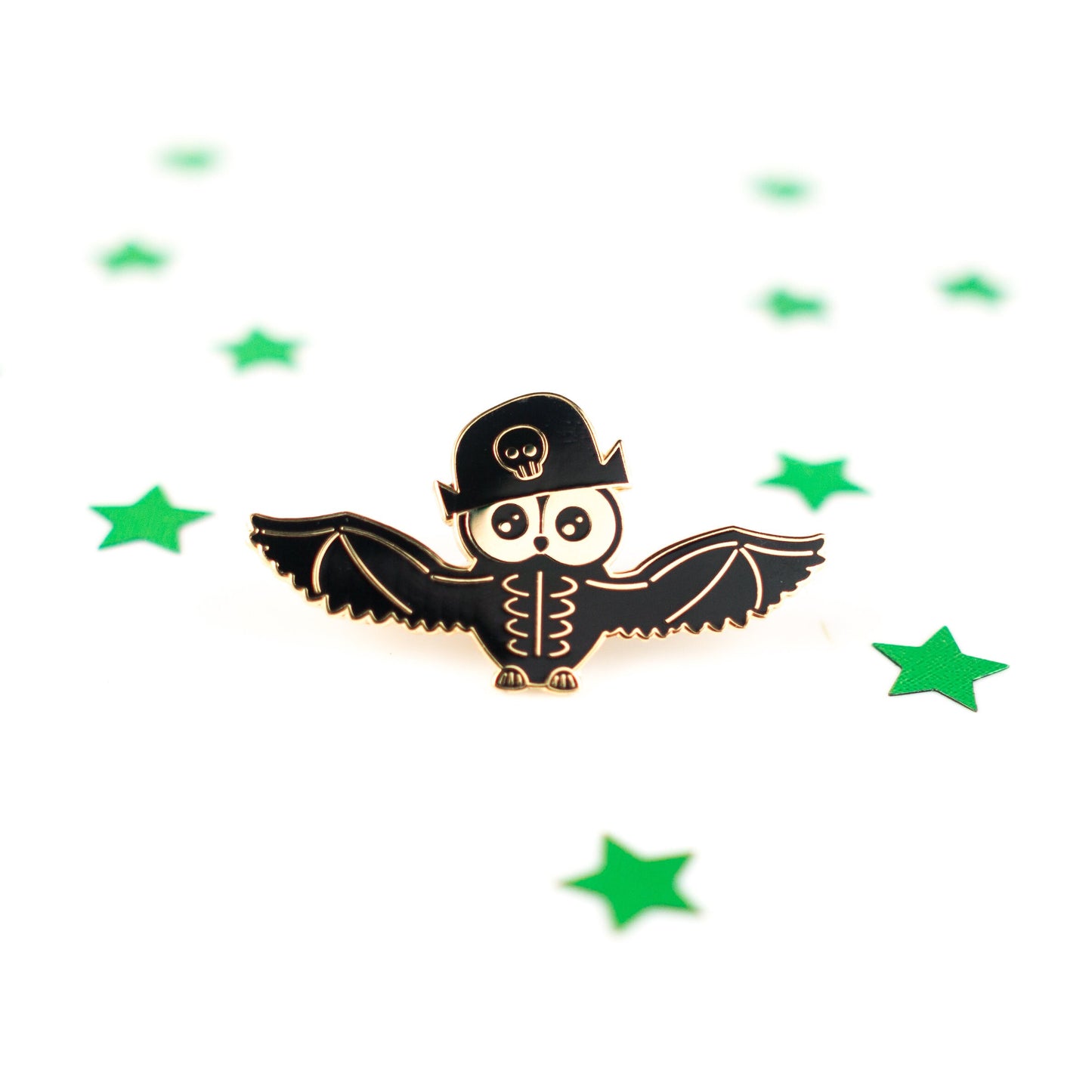Skeleton Owl, witchy enamel pin