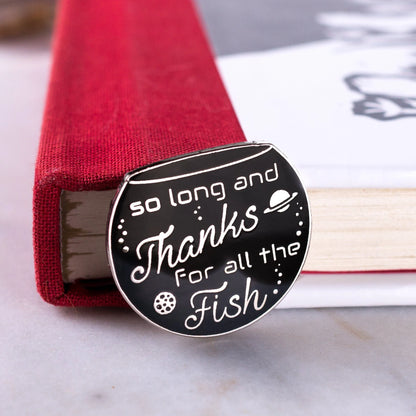 So Long & Thanks, literary enamel pin