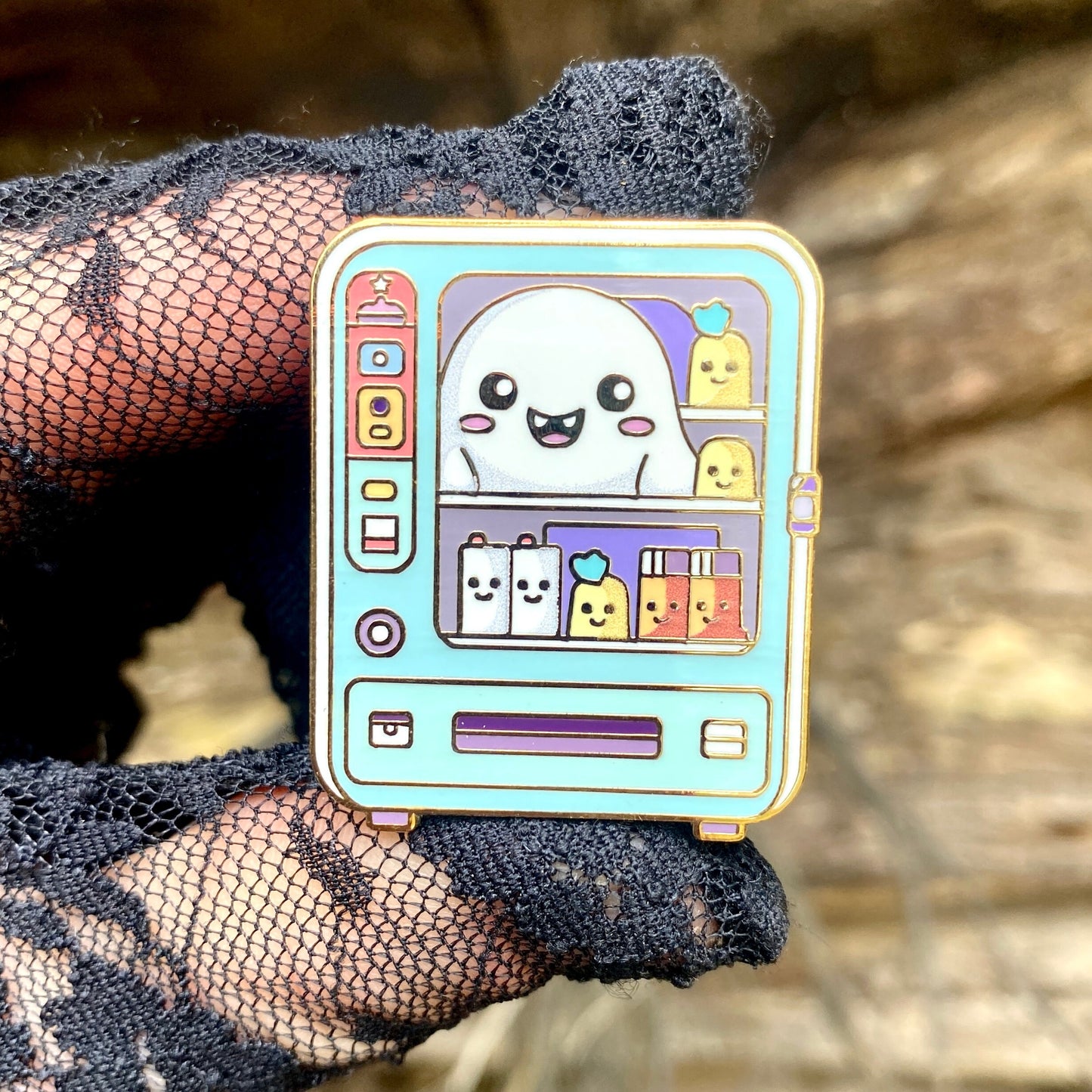 Spectral Snackstop, witchy enamel pin
