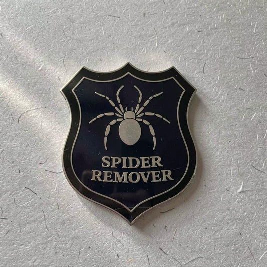 Spider Remover Badge, kawaii enamel pin