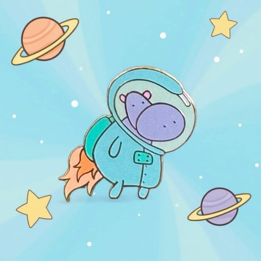 Stellara the Space Hippo, kawaii enamel pin
