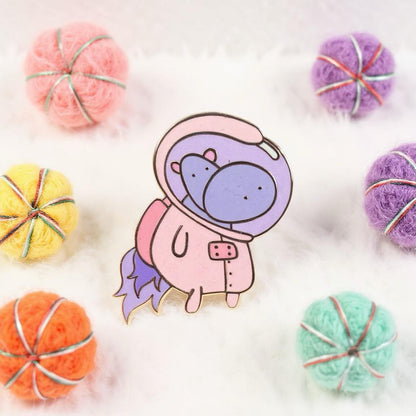 Stellara the Space Hippo, kawaii enamel pin