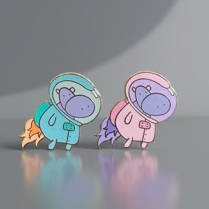 Stellara the Space Hippo, kawaii enamel pin