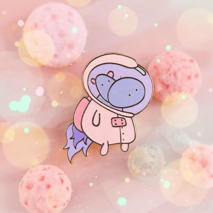 Stellara the Space Hippo, kawaii enamel pin