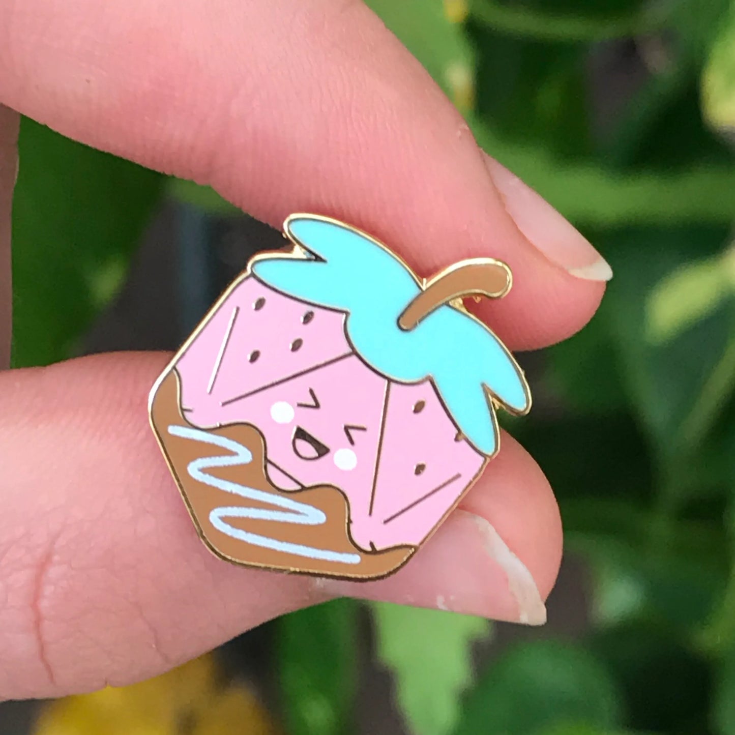 Strawberry Dice, D&D enamel pin