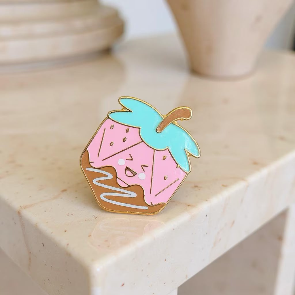 Strawberry Dice, D&D enamel pin