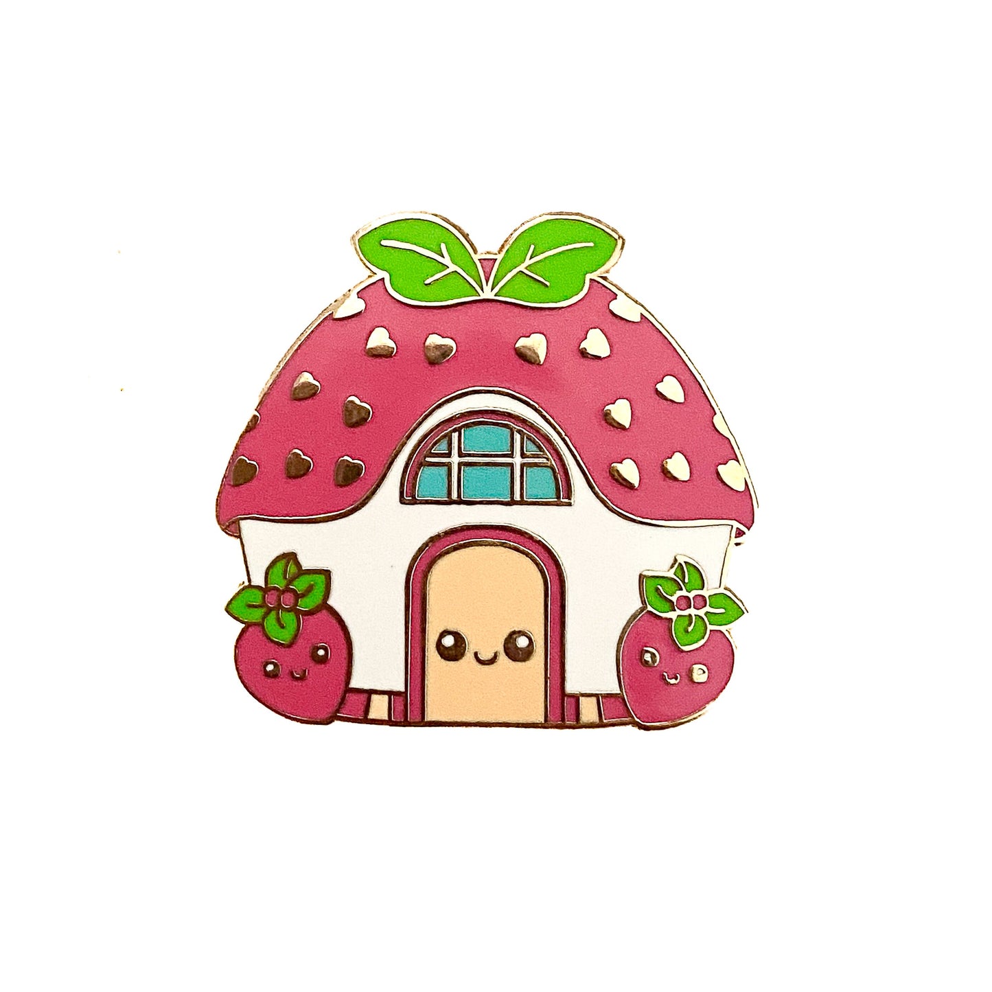 Strawberry House, kawaii enamel pin