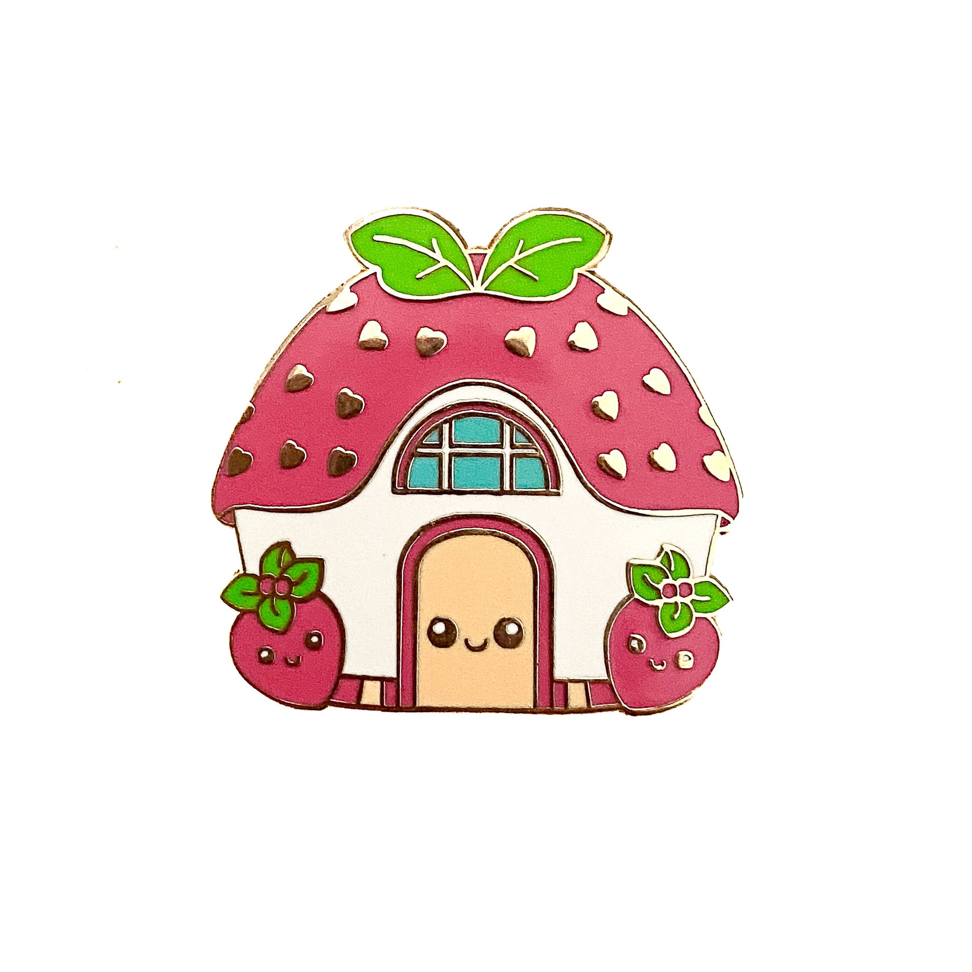 Strawberry House, kawaii enamel pin