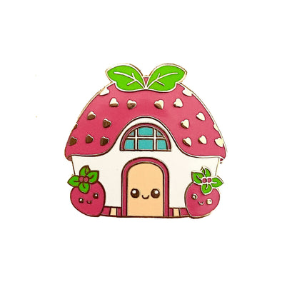 Strawberry House, kawaii enamel pin