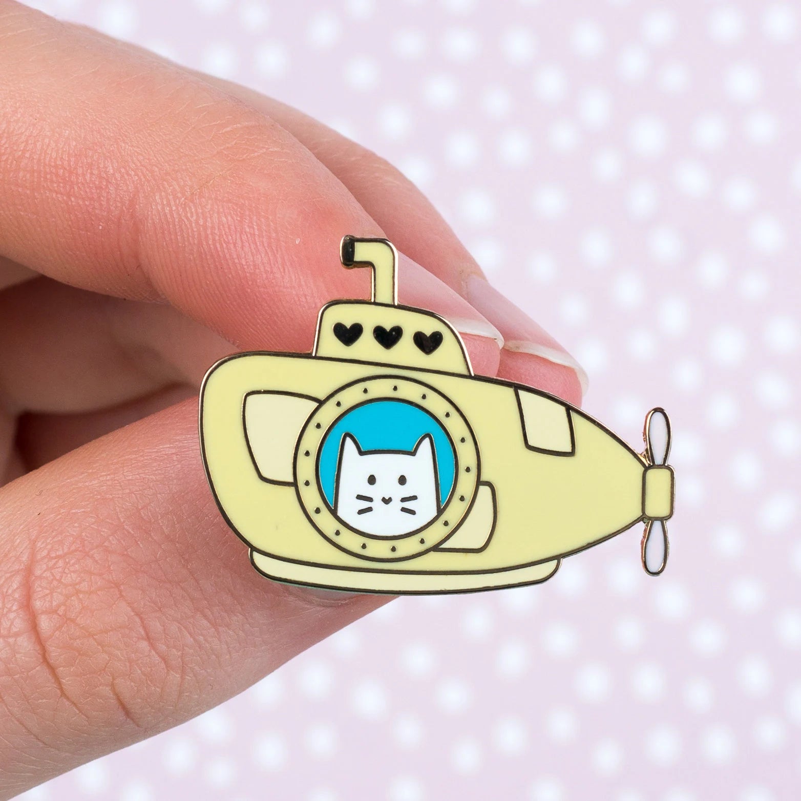 Submarine Frank, cat enamel pin