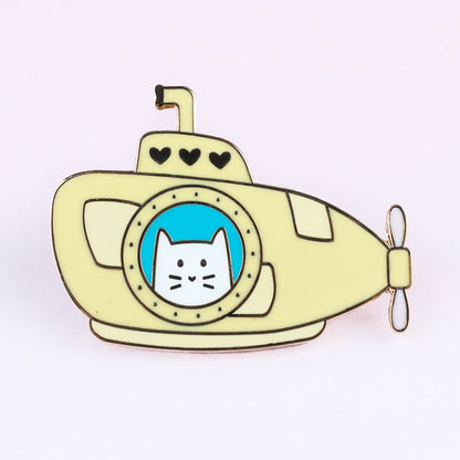 Submarine Frank, cat enamel pin