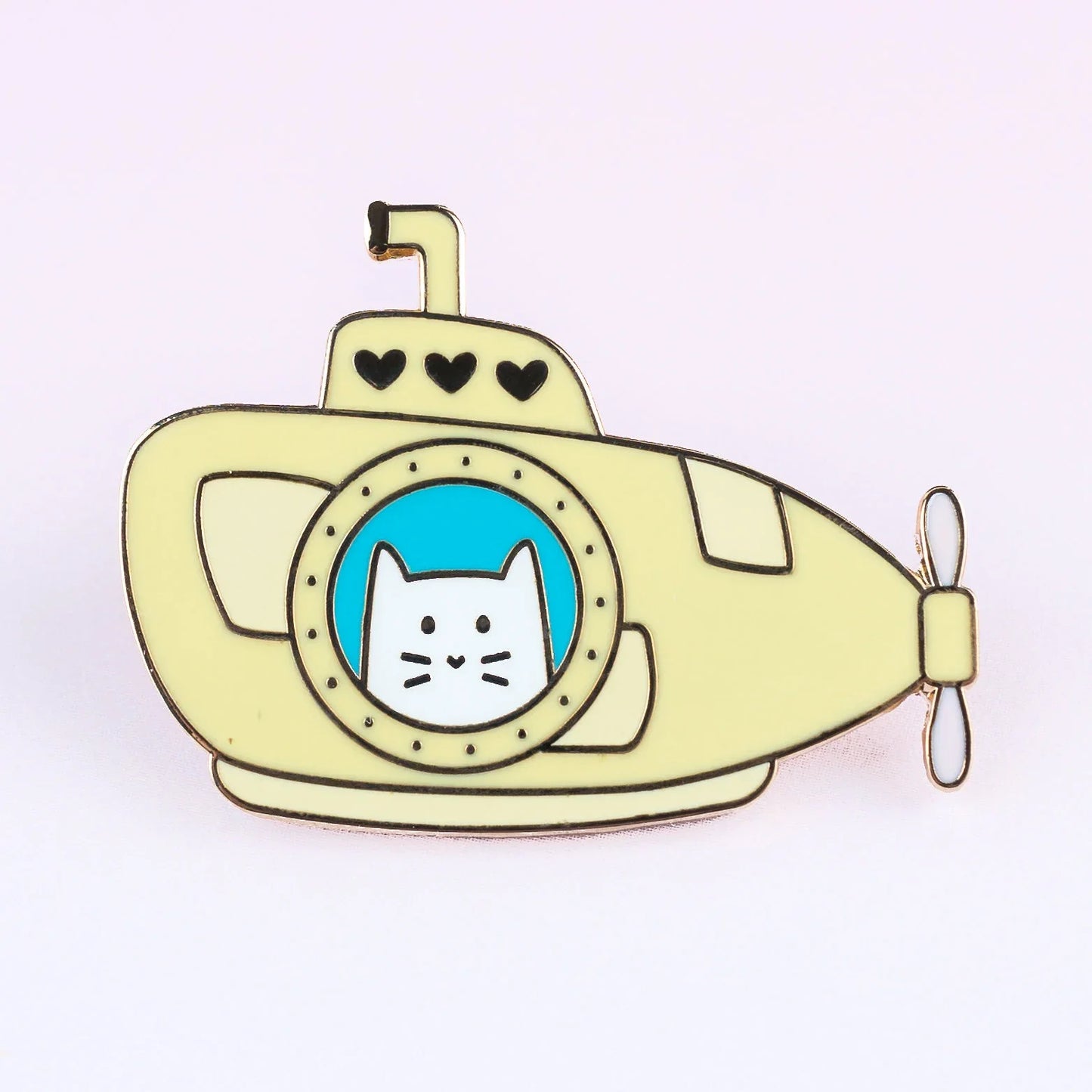 Submarine Frank, cat enamel pin