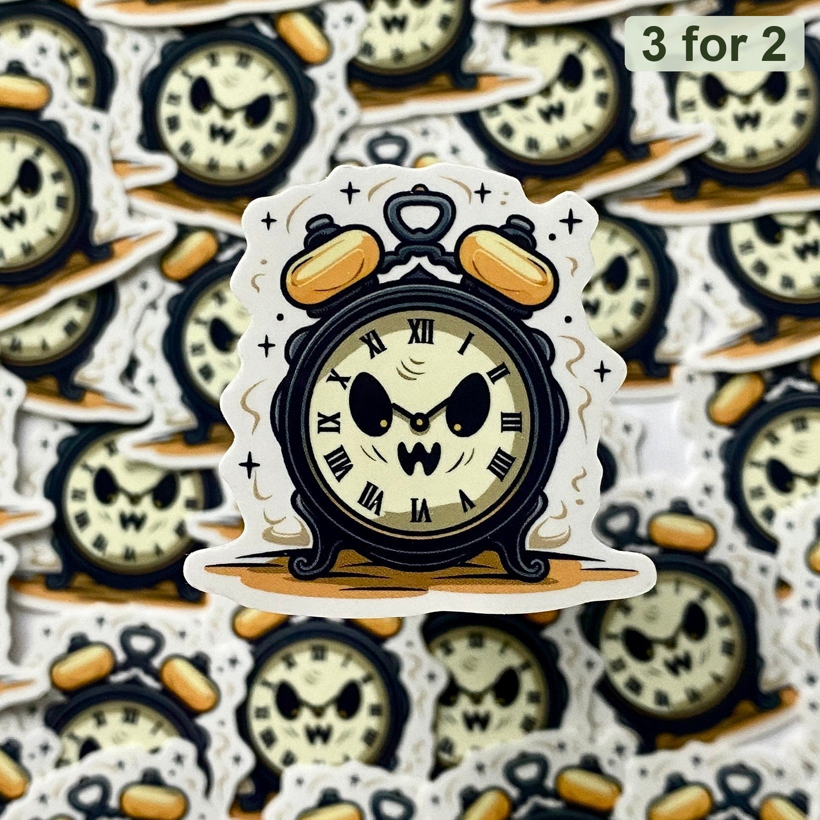 Tick-Tock Terror Sticker, witchy sticker