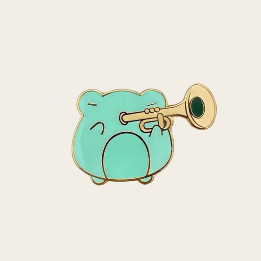 Trumpet Frog, frog enamel pin