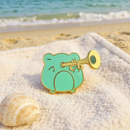 Trumpet Frog, frog enamel pin