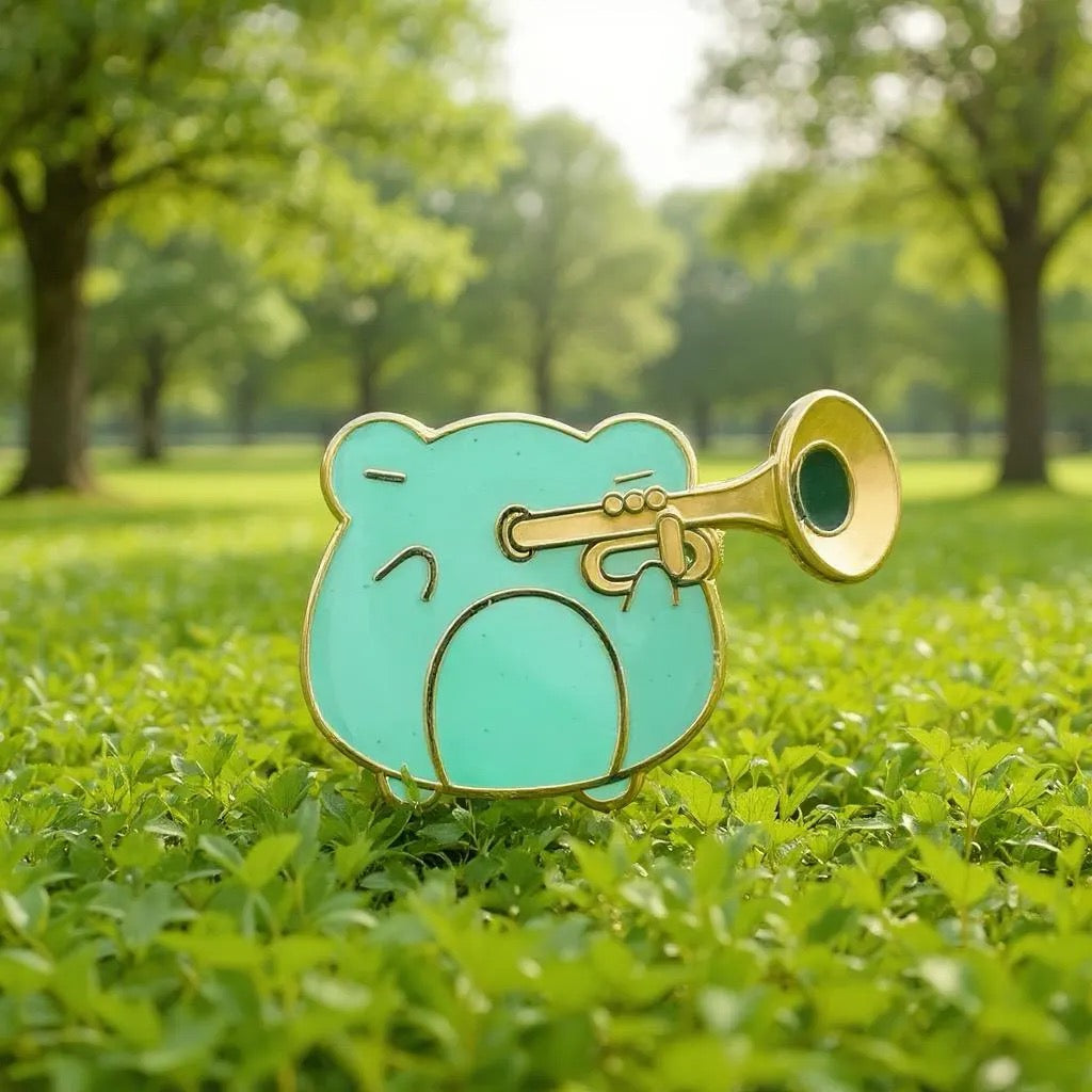 Trumpet Frog, frog enamel pin